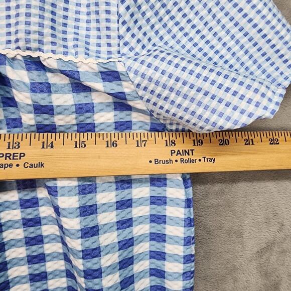 VTG Lati Fashion Sleepwear Women’s MED Gingham Seersucker Pearl Snap House Shirt - Picture 7 of 11